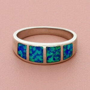 sterling silver fire opal band ring size 8